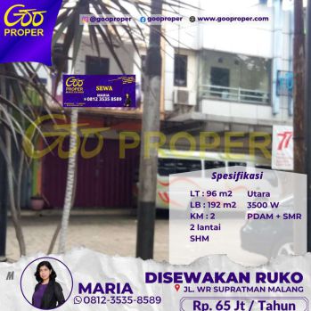 DISEWAKAN RUKO WR. SUPRATMAN MALANG