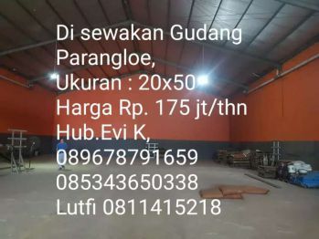 Di Sewakan Gudang Parangloe 20x50