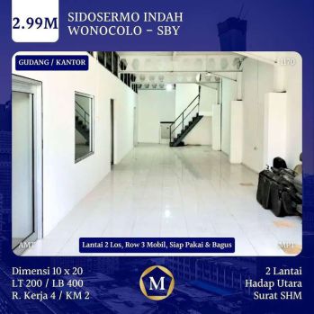 DIJUAL KANTOR SIDOSERMO INDAH SURABAYA COCOK UNTUK USAHA RUMAH GUDANG
