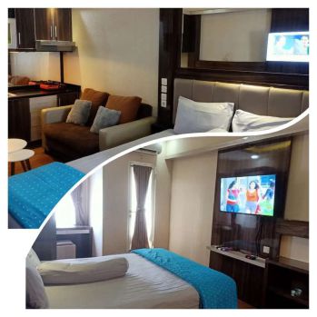 Disewakan tipe 1 br interior mewah, tengah kota, istimewa free parkir