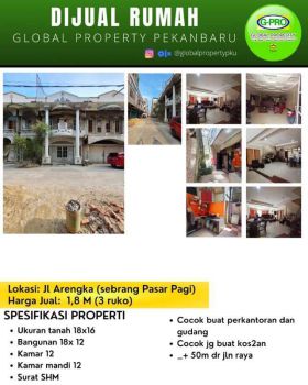 Dijual Ruko Komersial Untuk Usaha Tengah Jalan Arengka