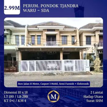 DIJUAL RUMAH PONDOK CANDRA WARU SIDOARJO ROW 15 METER SIAP HUNI SHM