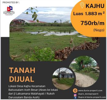 Kajhu - Tanah dijual luas 1.883 m Disamping Komplek Perumahan Aceh Bes