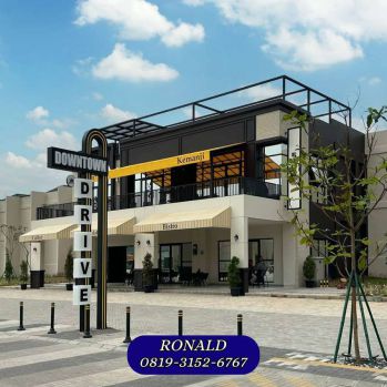 Ruko Downtown Drive Hadap Jalan dengan traffic tinggi view danau