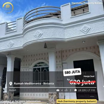 Dijual Rumah Hook 2 Lantai Mediterania