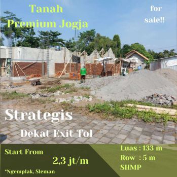 Tanah SHMP, Dijual Jogja, Letak Strategis, dekat Exit tol Jogja-Solo