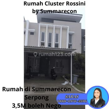 Rumah Cluster Rossini Dijual Cepat Bu 3,5m An Siap Tinggal