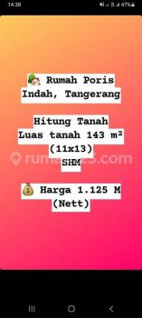 RUMAH HITUNG TANAH PERUMAHAN PORIS INDAH, TANGERANG