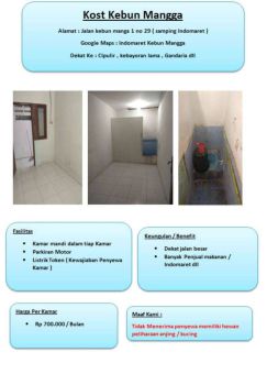 Rent Rumah Kosan: Kost Kebon Mangga 1