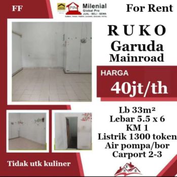 Disewakan Ruko Garuda Mainroad Bandung