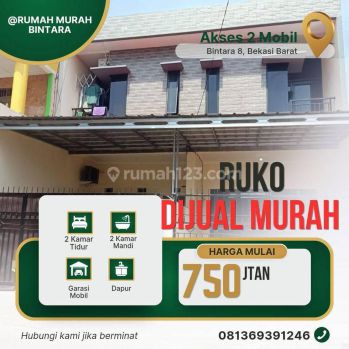 Jual Murah Ruko Bintara 8 Akses 2 Mobil Shm Bebas Banjir