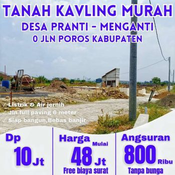 Tanah kavling strategis 0 poros jalan