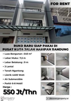 Ruko Baru Siap Pakai di Pusat Kota Jalan Naripan Bandung