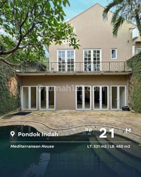 Dijual Rumah Mediterranean Pondok Indah SHM Bagus Jalan Lebar Tenang