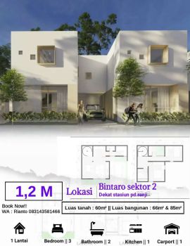 RUMAH CLUSTER DI BINTARO SEKTOR 2 DEKAT TOL VETERAN BINTARO