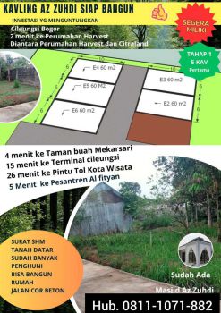 Tanah Kavling Cileungsi Dekat Metland Cibubur dan Perumahan Harvest