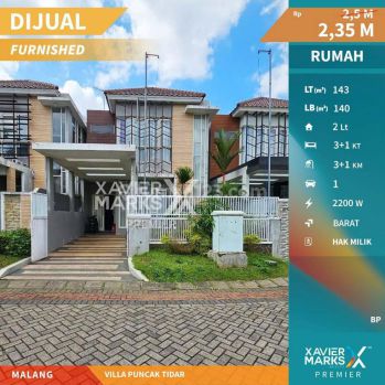 L010 Dijual Rumah Modern Minimalis Free Furnished di Villa Puncak Tidar, Malang