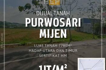 TANAH MIJEN DIJUAL ! BAGUS UNTUK PERUMAHAN. 7780 m² SHM