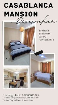 Disewakan Casablanca Mansion 2 Bedroom Besar 62.5m2 Unit Baguss