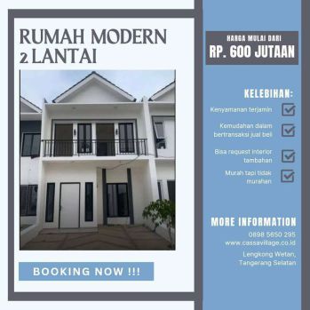 RUMAH DI CLUSTER BEBAS BANJIR AKSES MUDAH