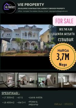 FOR SALE RUMAH LEGENDA WISATA CIBUBUR