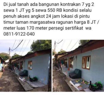 Kontrakan di samping pintu timur ragunan