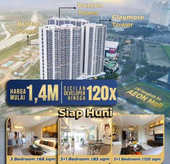 Skyhouse bsd 1BR promo cicilan developer up t0 100X flat tanpa BI chek