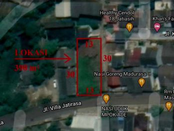 Tanah kosong di jatirasa kec.jatiasih LT.390m akses kontener 40feet