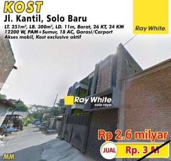 Dijual Kos Aktif Exlusive Solo Baru, dekat Mall Solo Baru