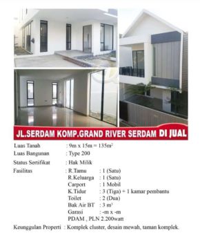 Dijual Rumah Mewah Grand River Serdam, Pontianak