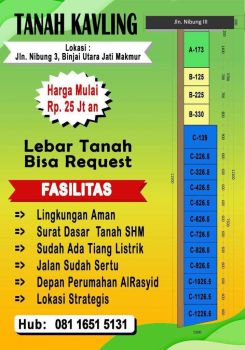 Tanah Kavling Binjai 25 Jutaan murah