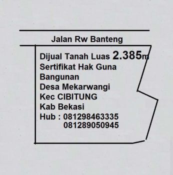 Dijual Tanah peruntukan Gudang Industri di Mekarwangi Kabupaten Bekasi