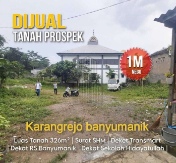 KAVLING lokasi STRATEGIS 326m2 di Karangrejo Banyumanik Semarang