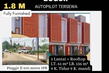 JUAL RUMAH KOST BOGOR SHM Dekat IPB Dramaga, PINGGIR JL 1 Menit Gate Kampus, 9KT