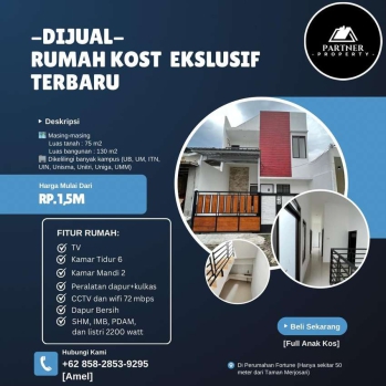 Dijual Kost Exlusif Terbaru Malang