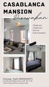 Disewakan 3 Bedroom Apartemen Casablanca Mansion Lantai Rendah