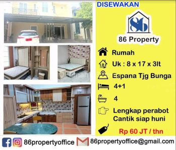 Disewakan Rumah Espana Tanjung Bunga Dkt Ellysium Lengkap Perabot