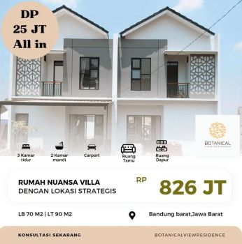 Rumah konsep Villa berkabut Padalarang sekitar St Kereta Cepat, tol