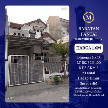 Rumah Babatan Pantai Mulyorejo Surabaya Timur dkt Kalijudan Pakuwon