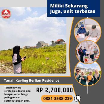 Tanah Murah sidoarjo siap bangun sudah SHM Unit terbatas