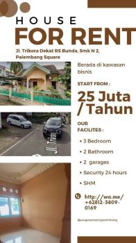 sewa rumah murah di jl trikora