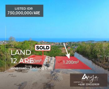 Dijual Tanah Sisa 1 Plot Seluas 12 Are Unblock Ocean View di Ungasan Jimbaran