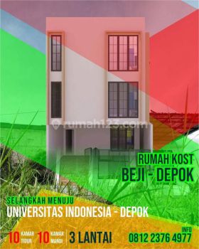 Jual Rumah Kost Beji Depok Dekat Ui, Furnished 10 Kamar 3 Lantai