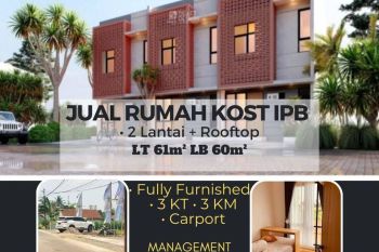 JUAL RUMAH KOST Bogor SHM Pinggir Jl, 1 Menit Gate Kampus, AUTOPILOT TERSEWA 3KT
