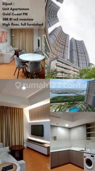 Sea View 3 BR Apartemen Gold Coast Full Furnish Siap Huni