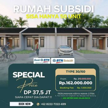 PERUMAHAN SUBSIDI KBB CICILAN 1 JUTA