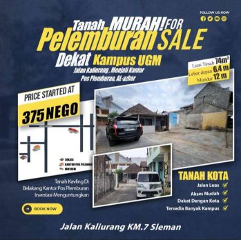 Dijual tanah murah dekat UGM Lokasi Plemburan