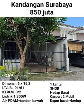 Rumah Kandangan Surabaya Barat Murah dkt Benowo Manukan Tandes