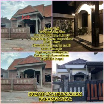 Jual rumah baru lokasi Karanganyar luas 126mtr harga 460jt nego