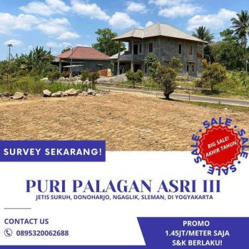 Tanah kavling istimewa 1.45jt/meter di jl. Palagan km 14